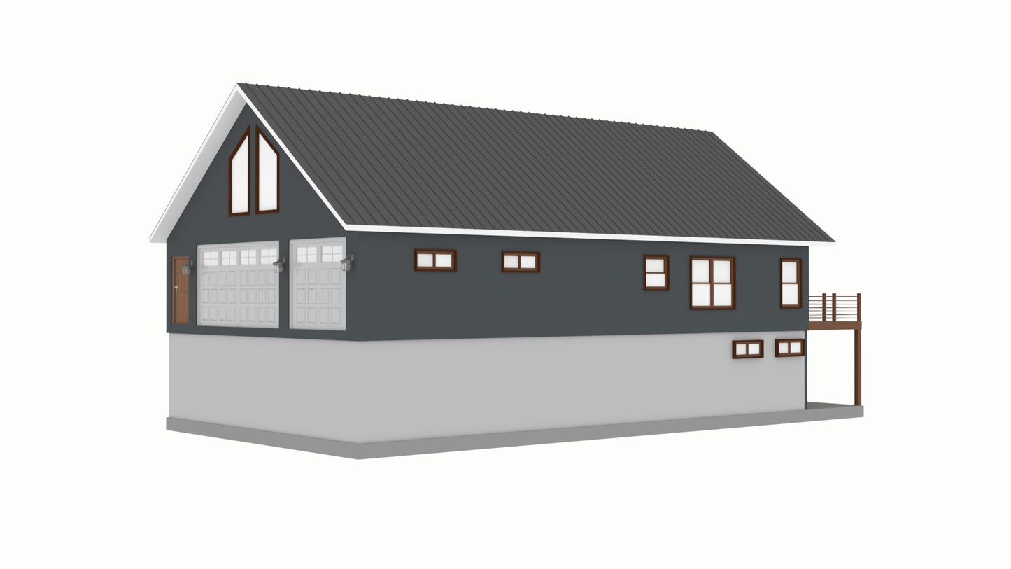 PL-2813 Lakeview Barndominium House Plan