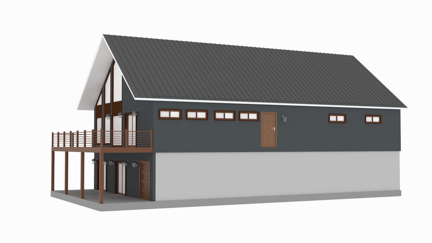 PL-2813 Lakeview Barndominium House Plan