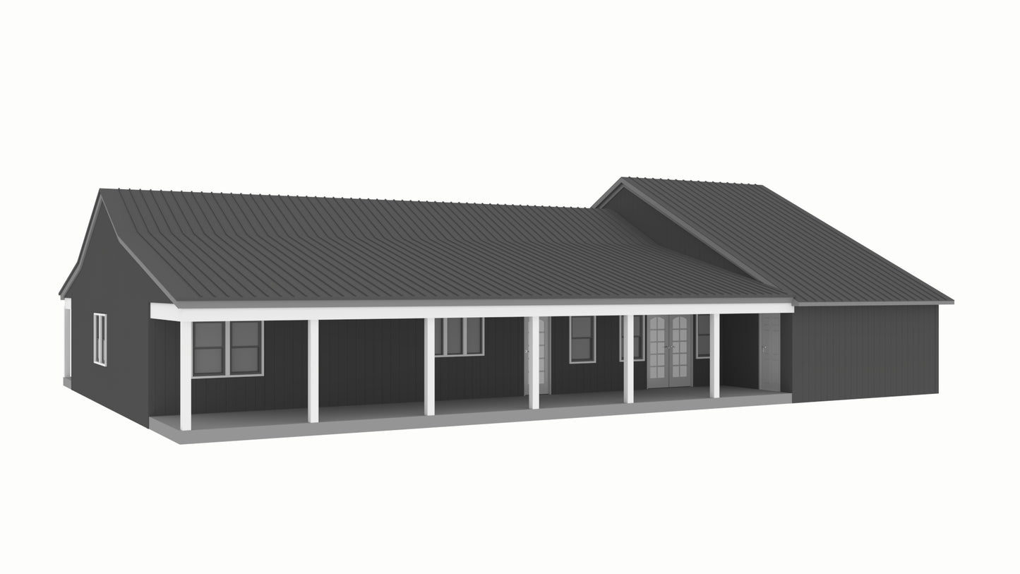 PL-61313 Pinewood Barndominium House Plan
