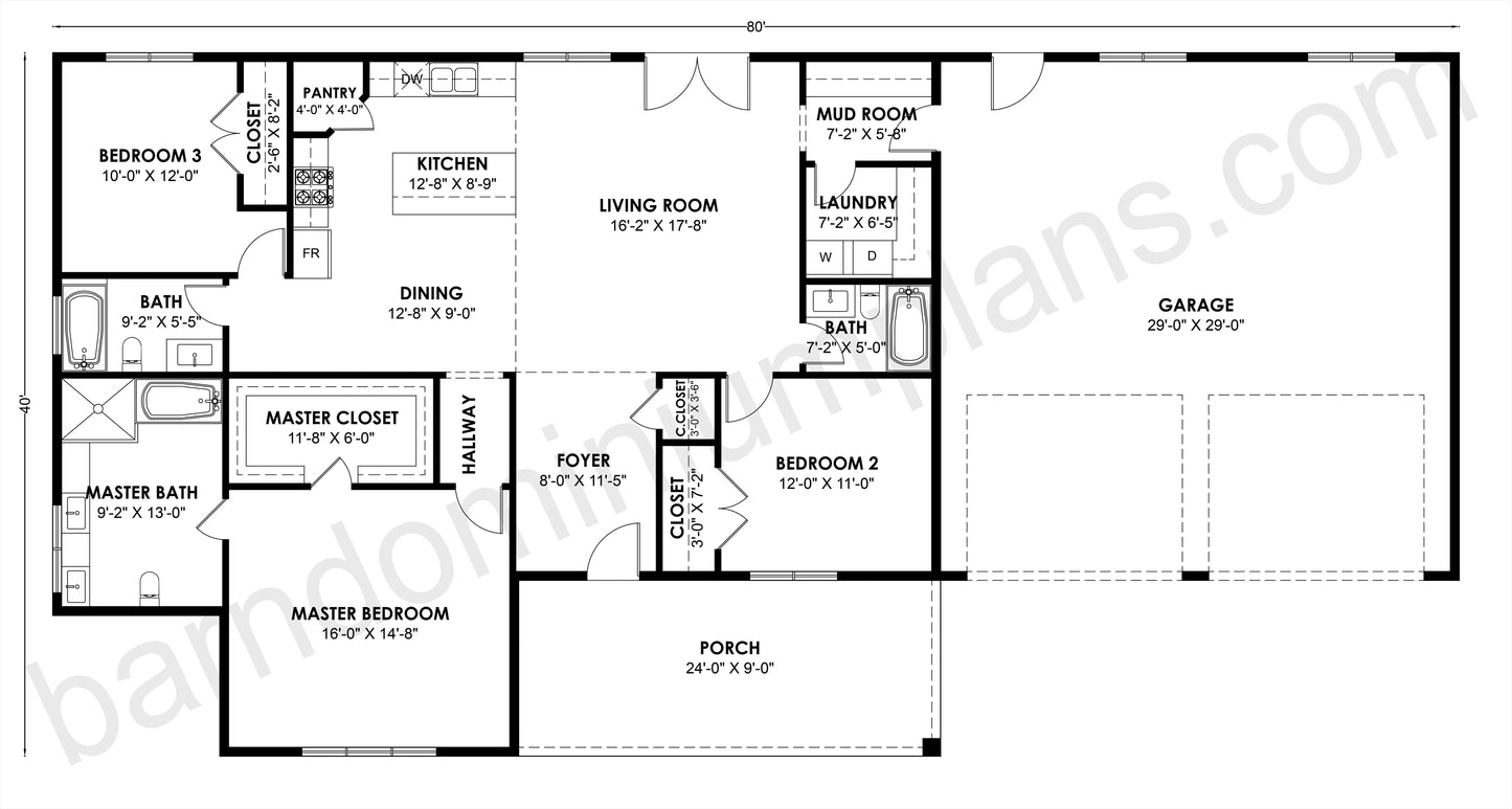 SS-30033 Barndominium House Plan