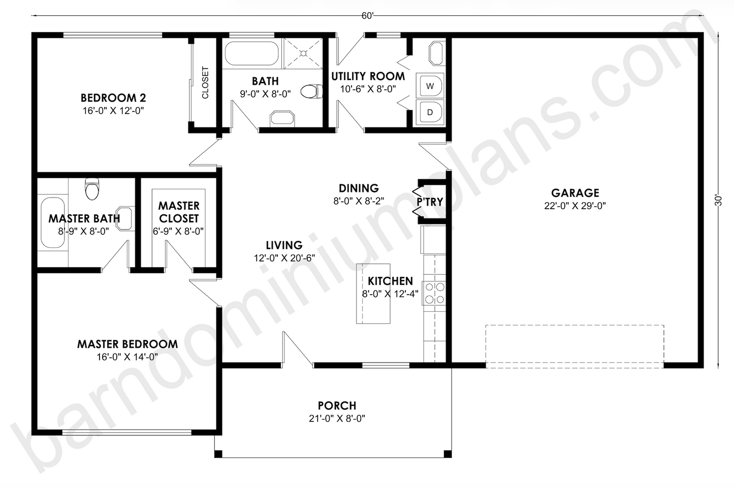 BCO-40119 Barndominium House Plan