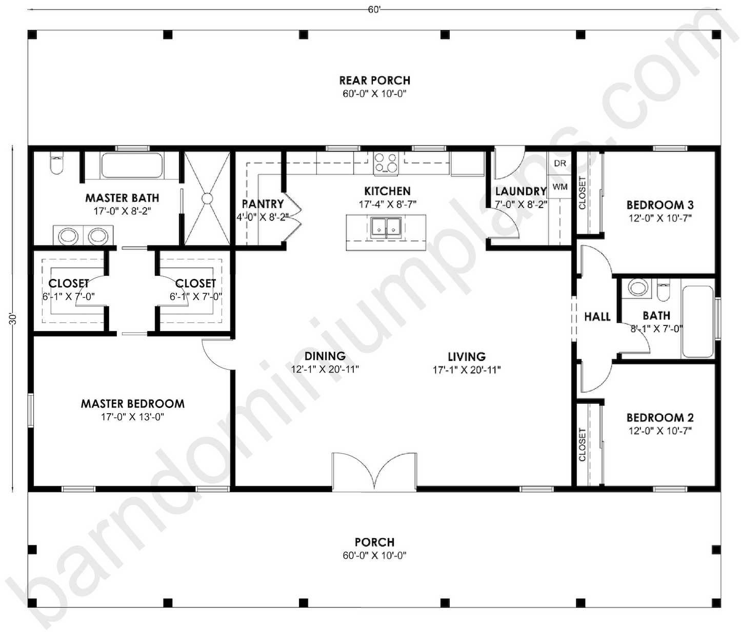 BCO-40162 Barndominium House Plan