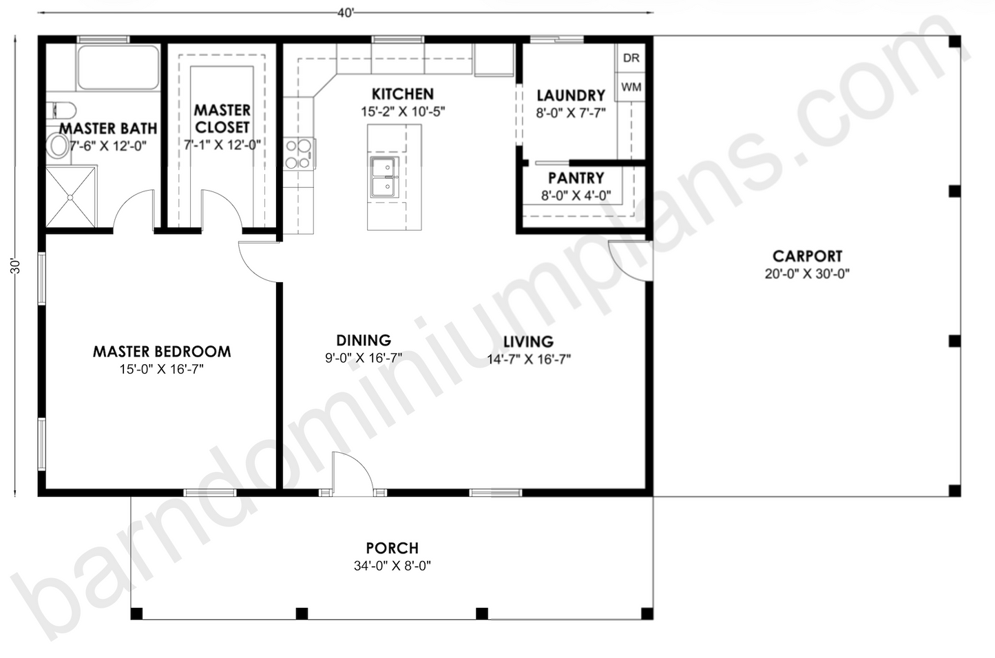 BCO-40171 Barndominium House Plan