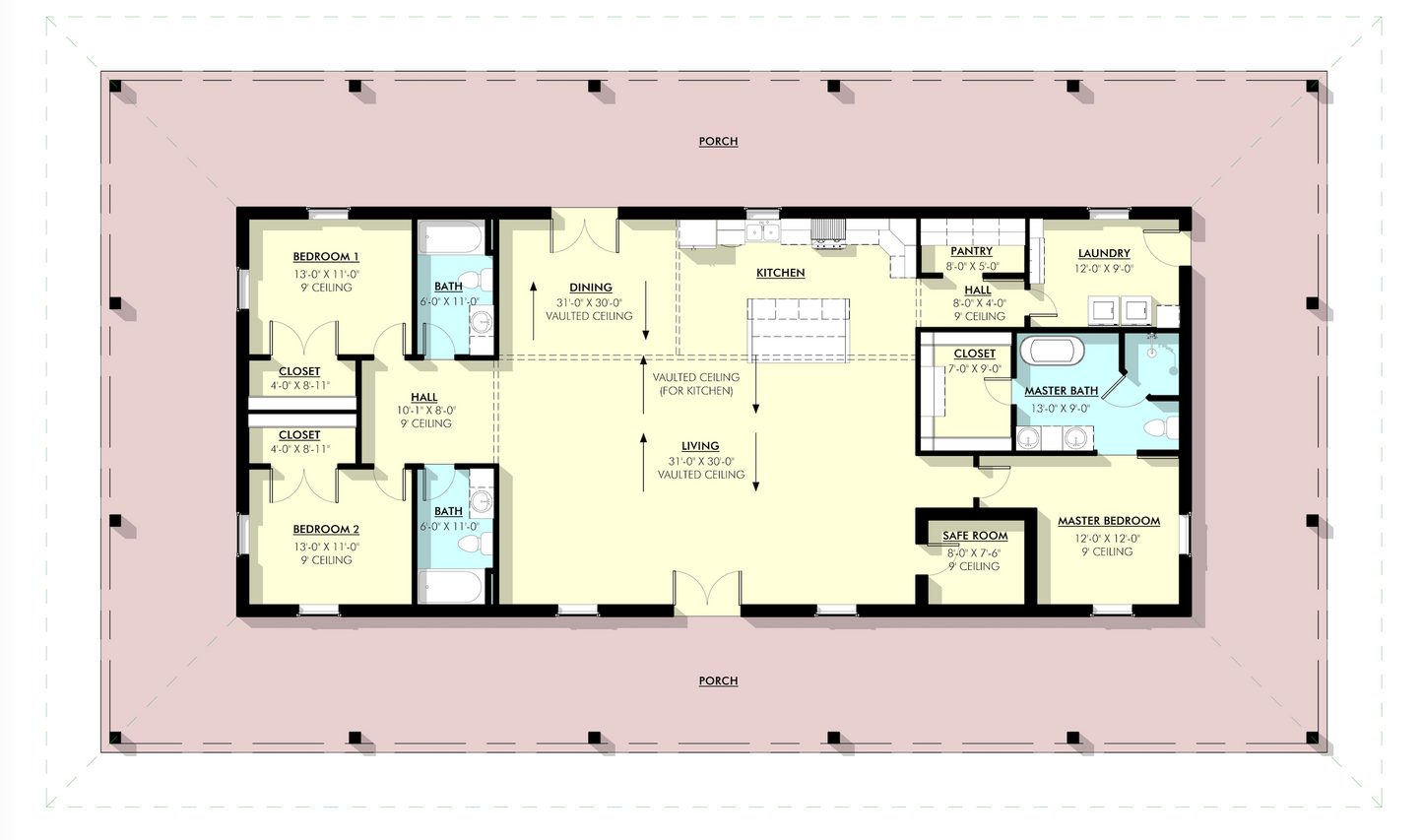 LP-2801 Heneger Barndominium House Plans