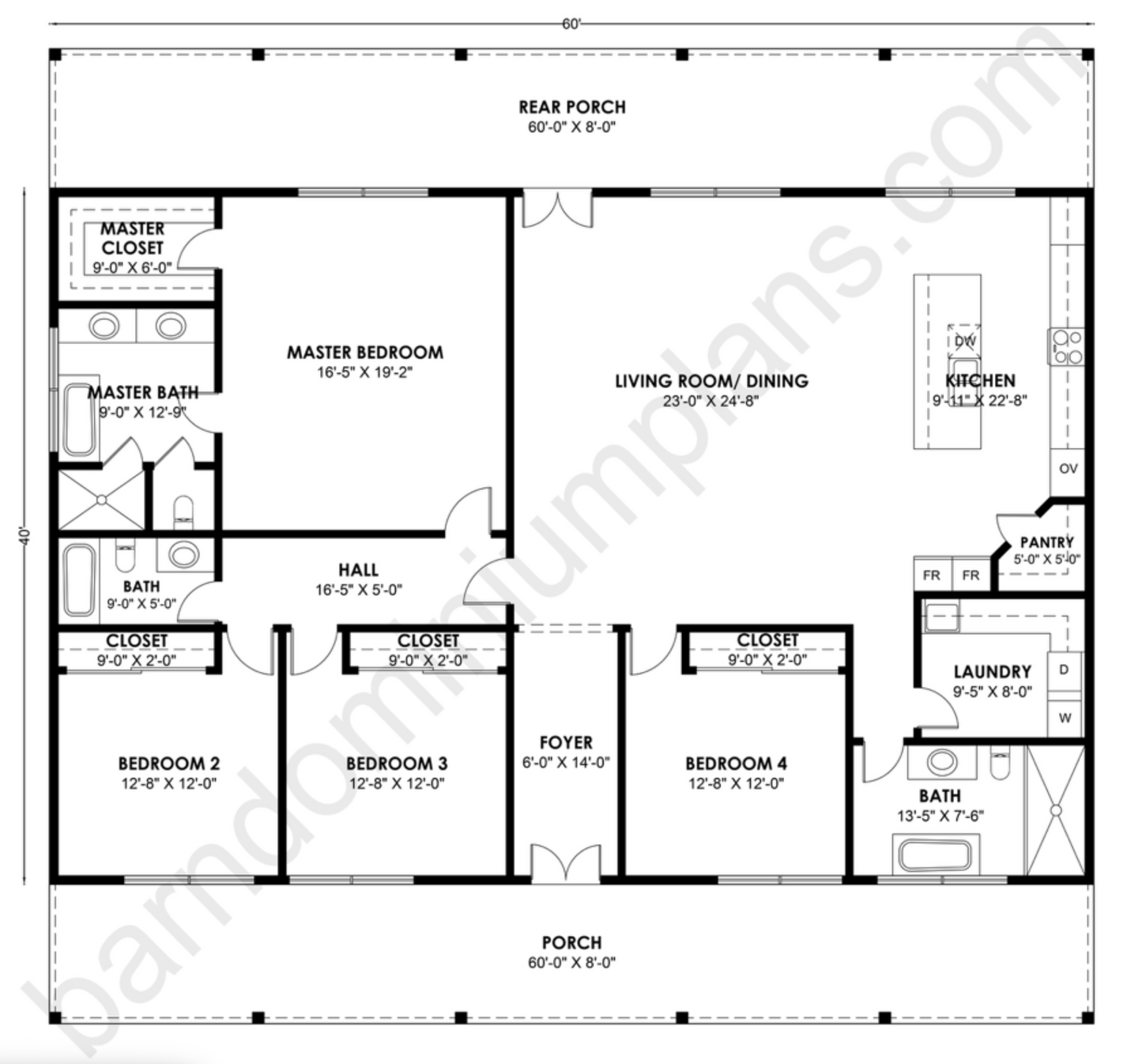 BCO-40201 Barndominium House Plan