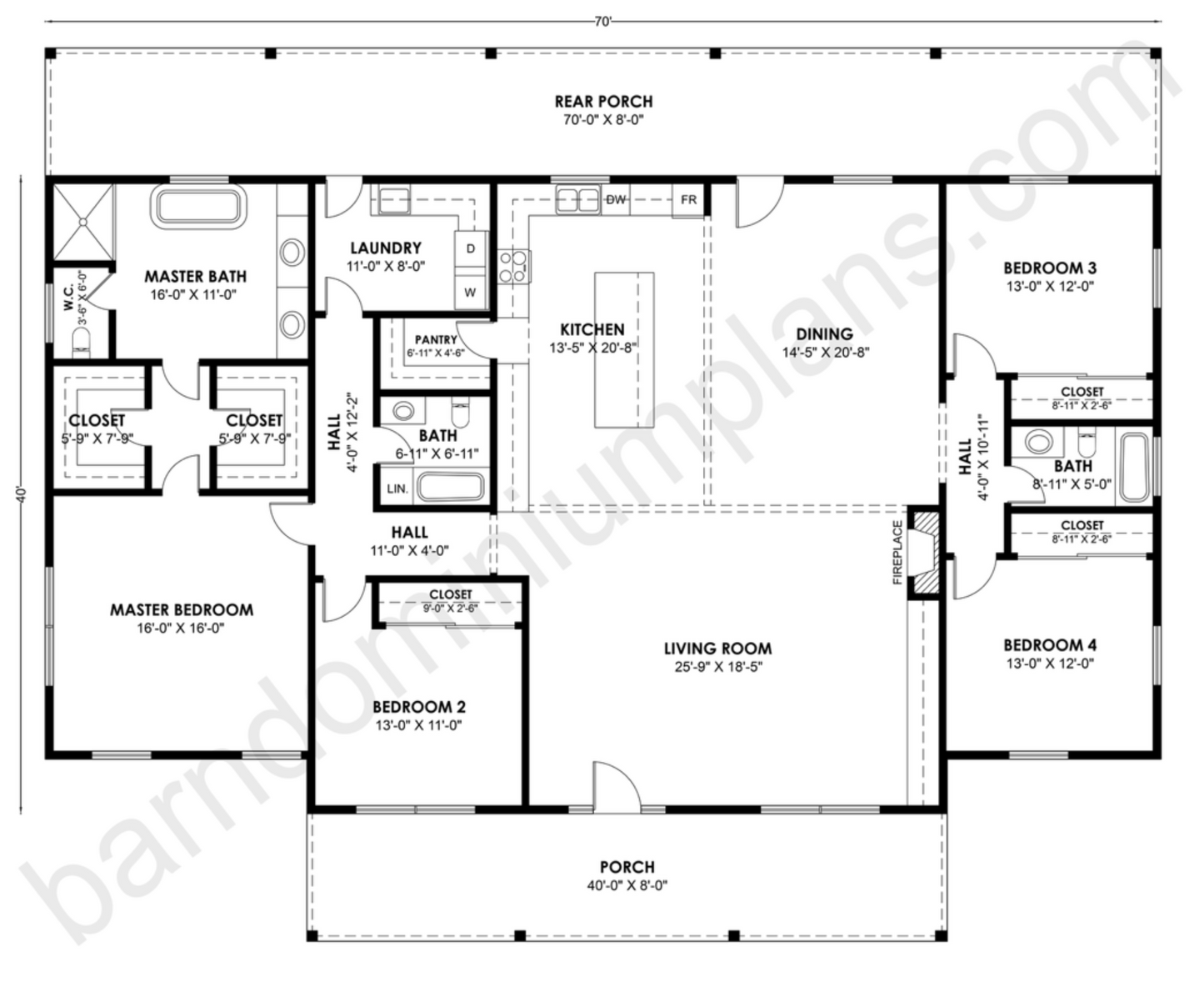 BCO-40174 Barndominium House Plan