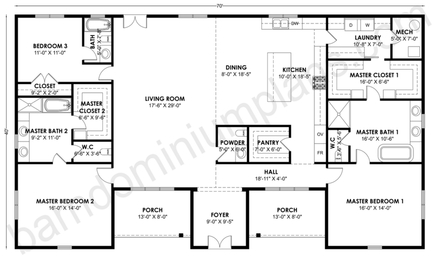 BCO-40215 Barndominium House Plan