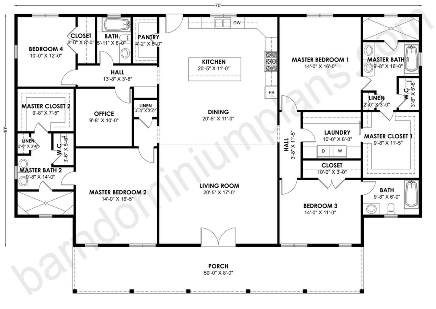 BCO-40219 Barndominium House Plan