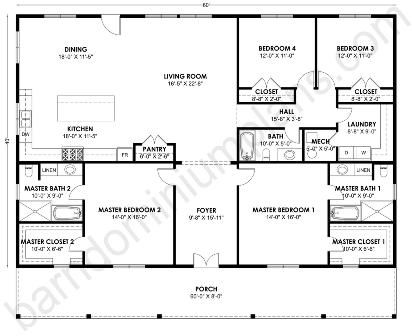 BCO-40223 Barndominium House Plan