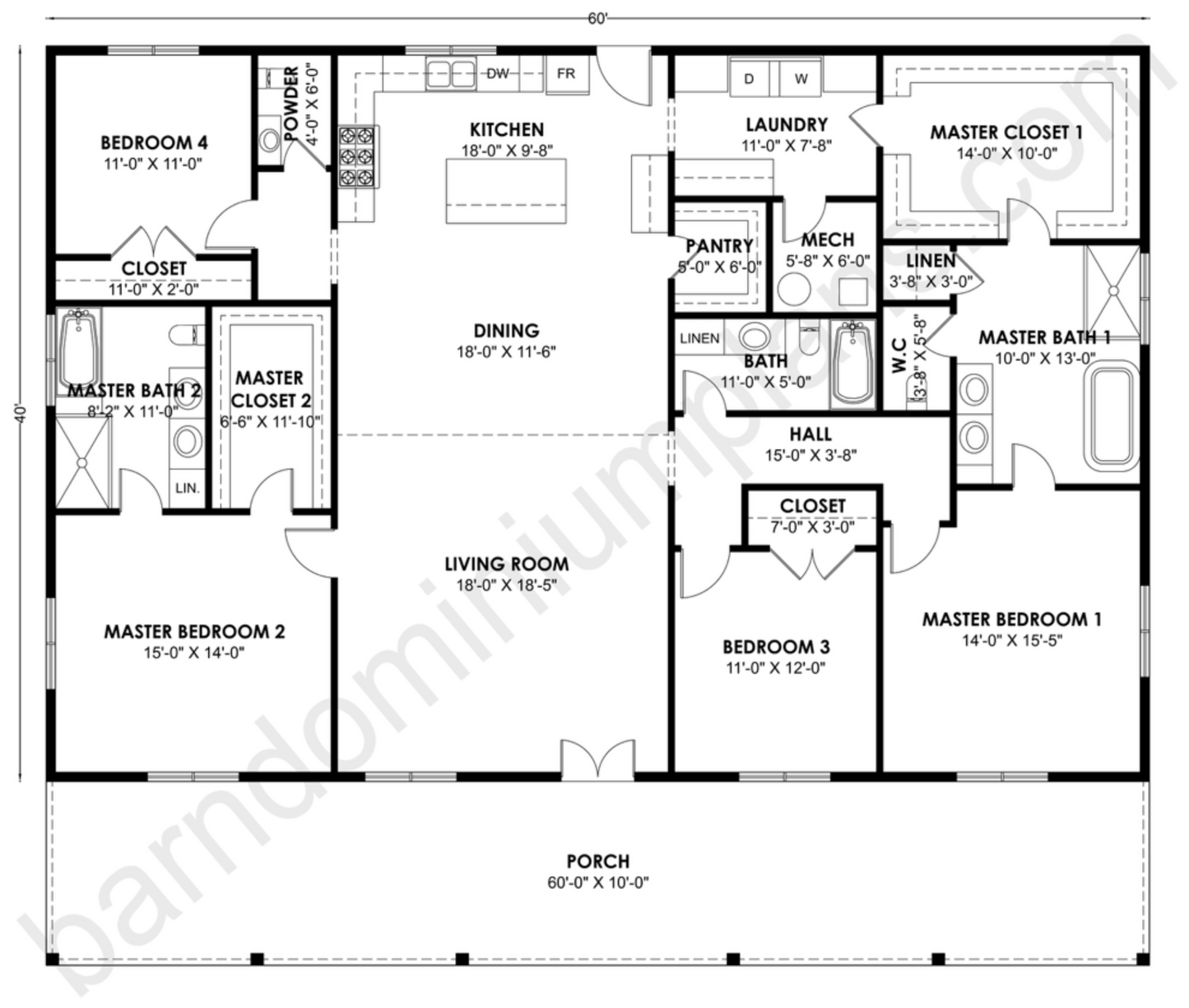 BCO-40227 Barndominium House Plan