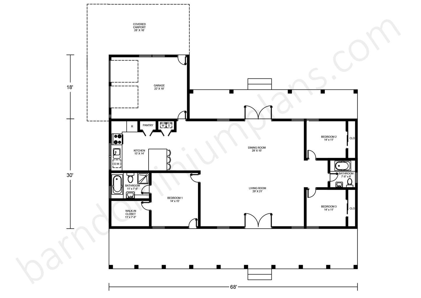 BCO-40020 Barndominium House Plan