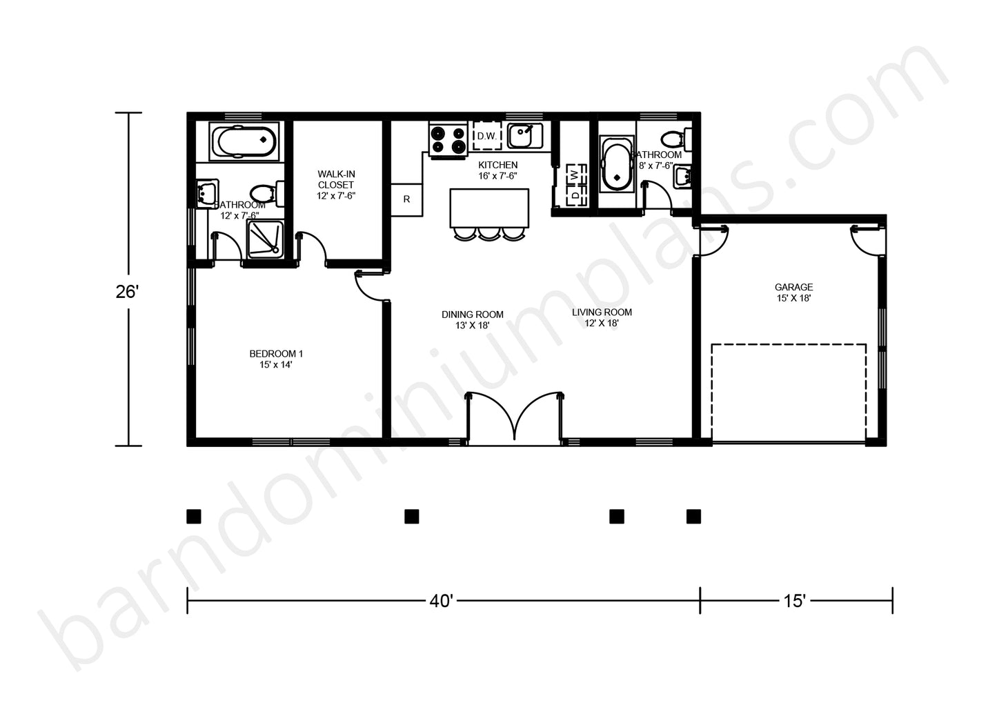 BCO-40021 Barndominium House Plan