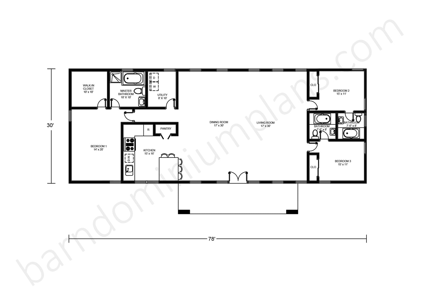 BCO-40023 Barndominium House Plan