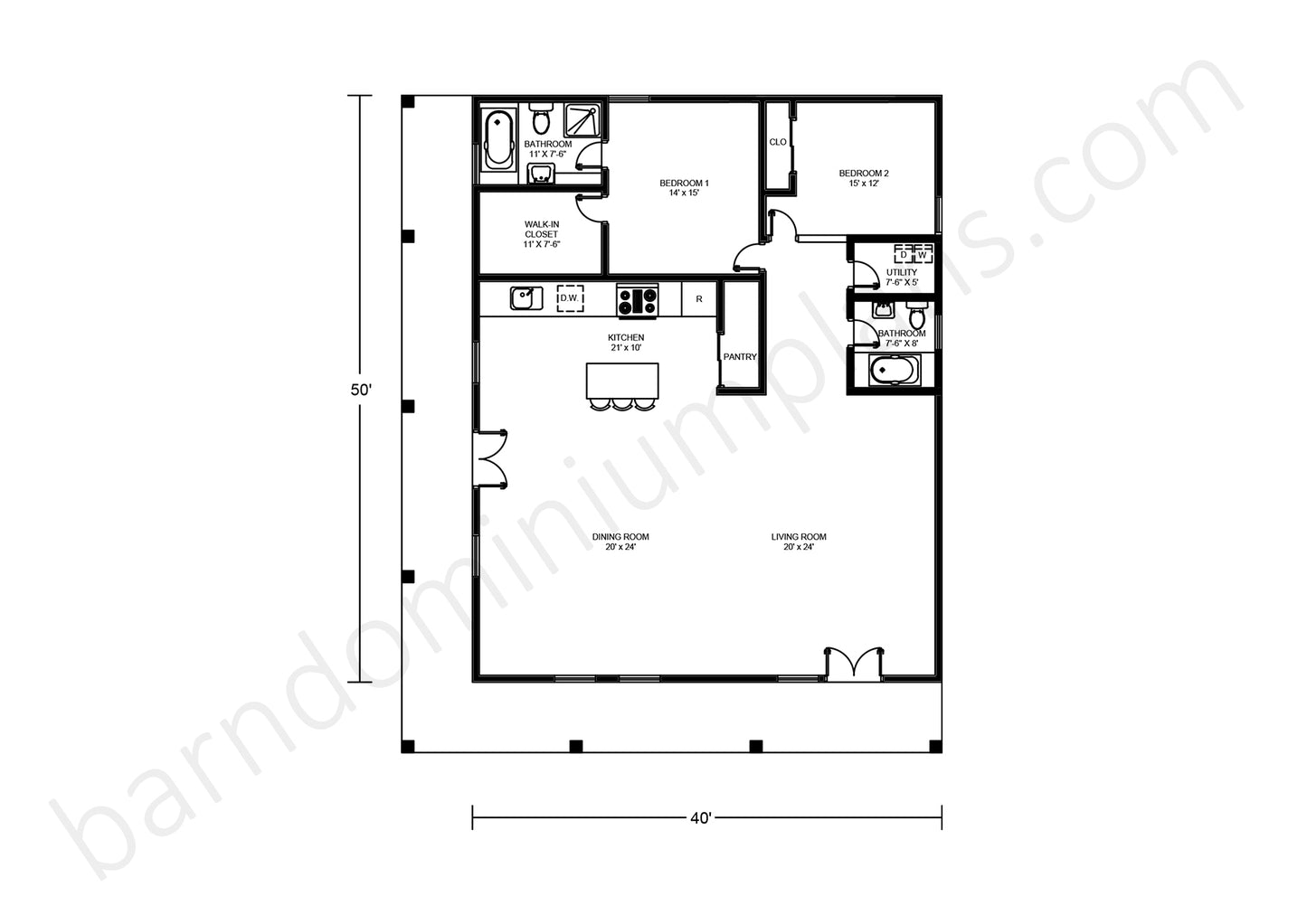 BCO-40027 Barndominium House Plan