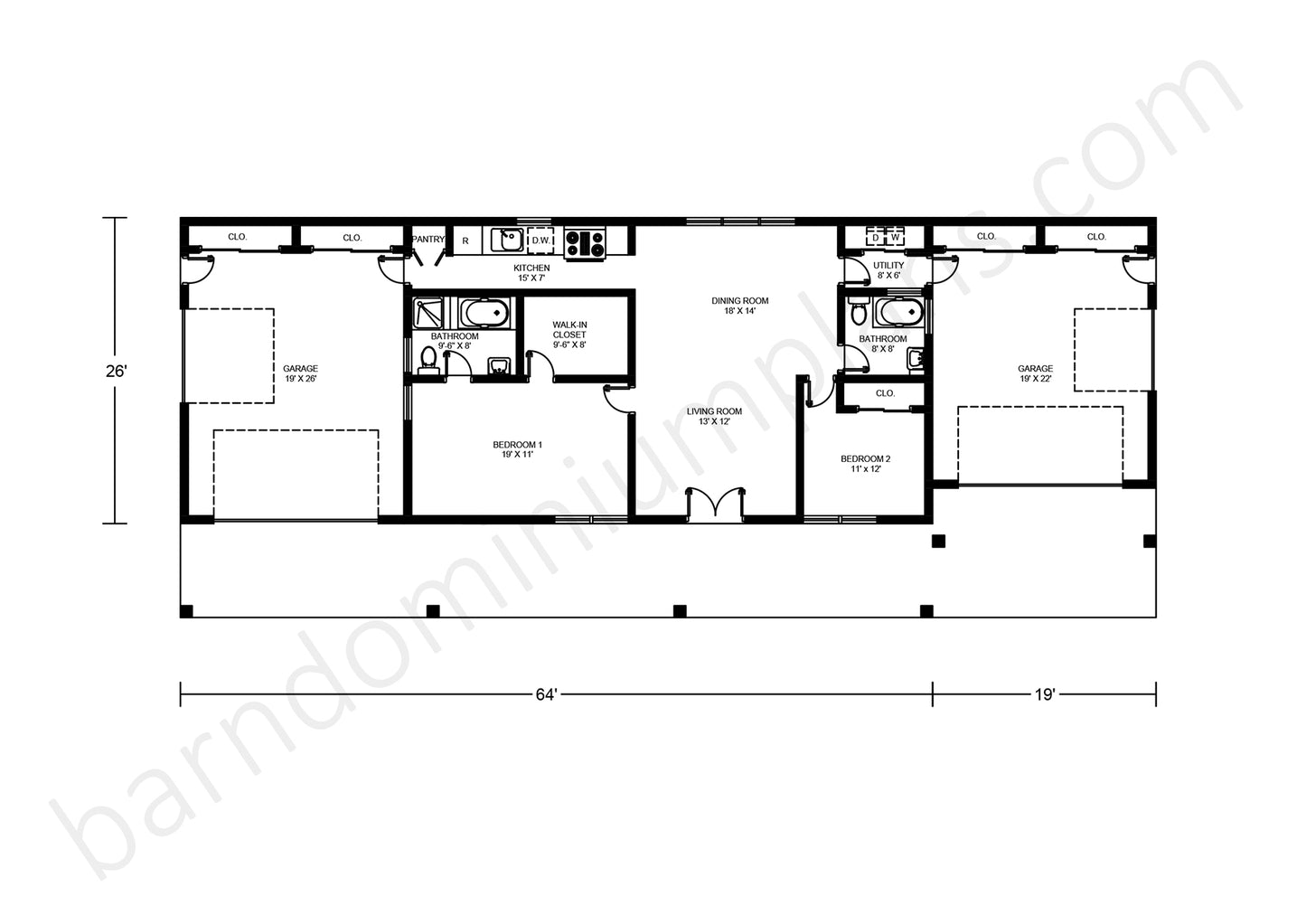 BCO-40030 Barndominium House Plan
