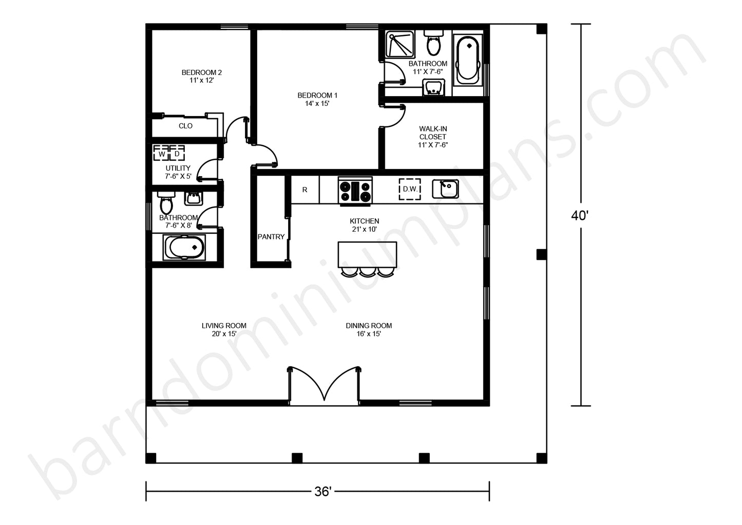 BCO-40036 Barndominium House Plan