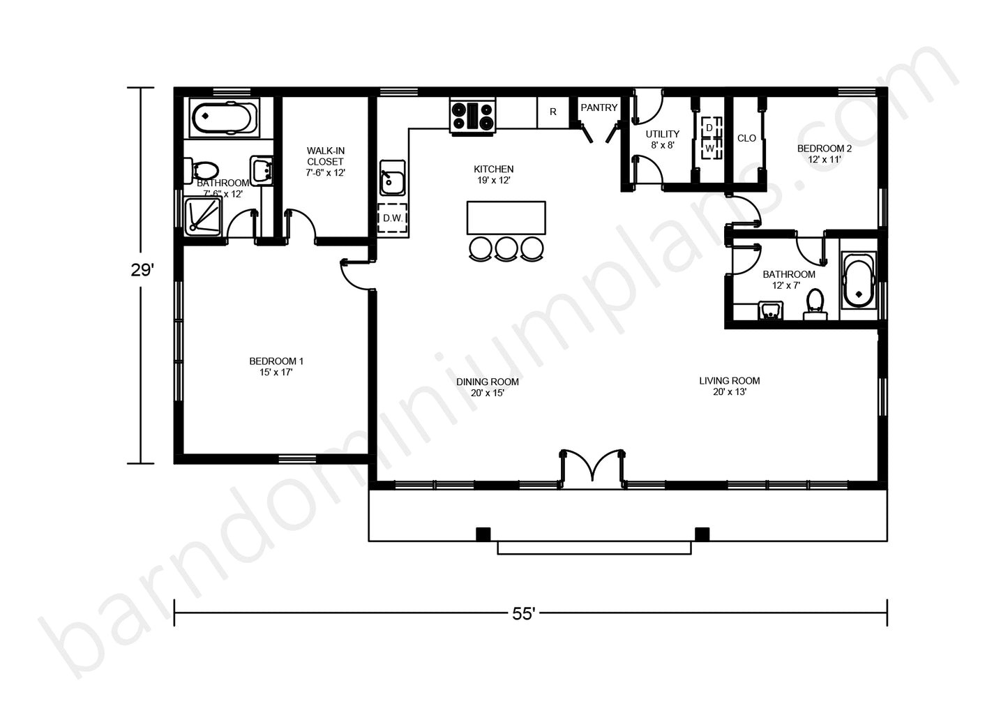 BCO-40042 Barndominium House Plan