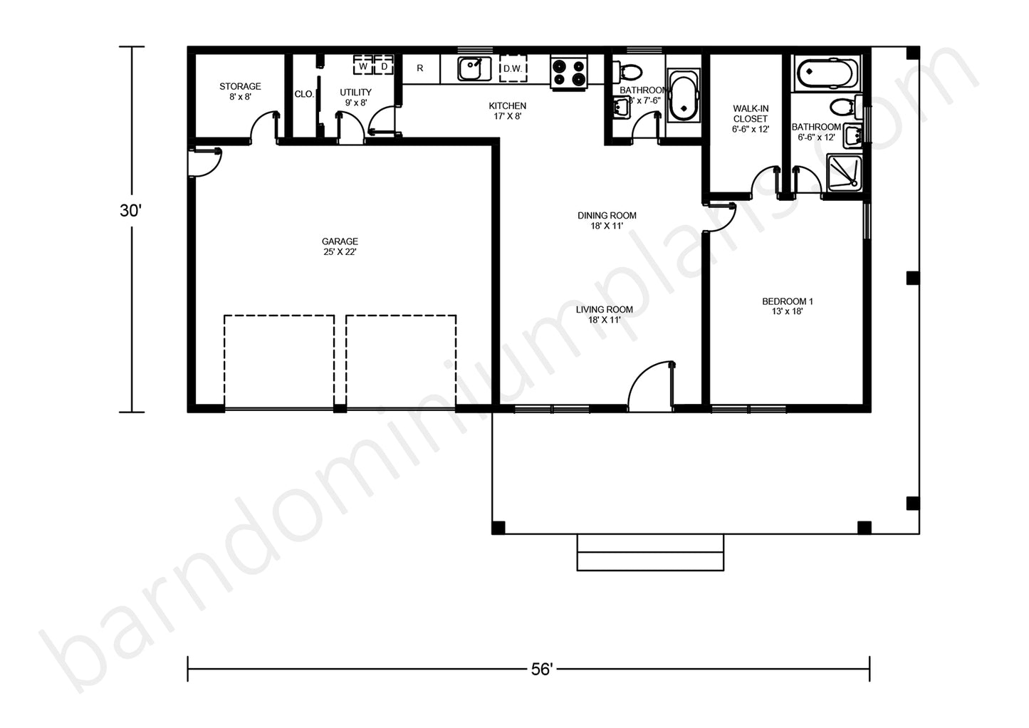 BCO-40043 Barndominium House Plan