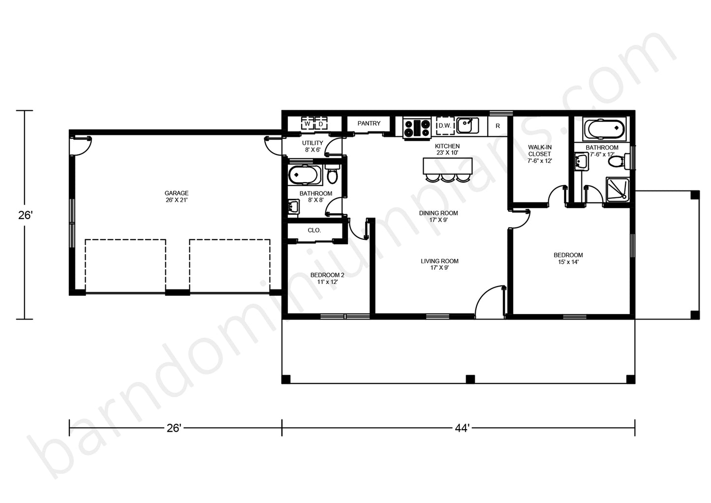 BCO-40044 Barndominium House Plan