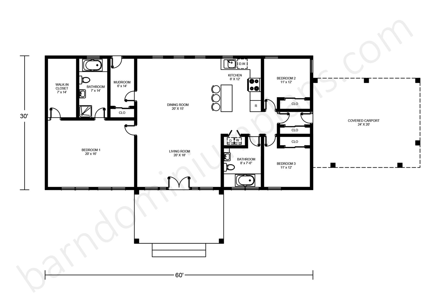 BCO-40046 Barndominium House Plan