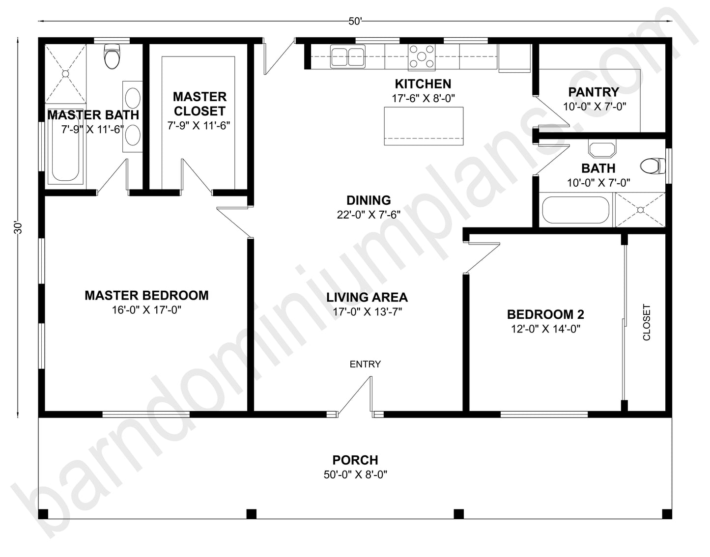 BCO-40109 Barndominium House Plan