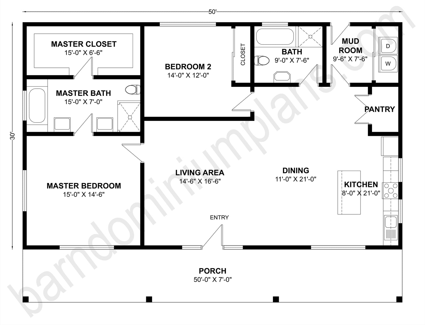 BCO-40111 Barndominium House Plan