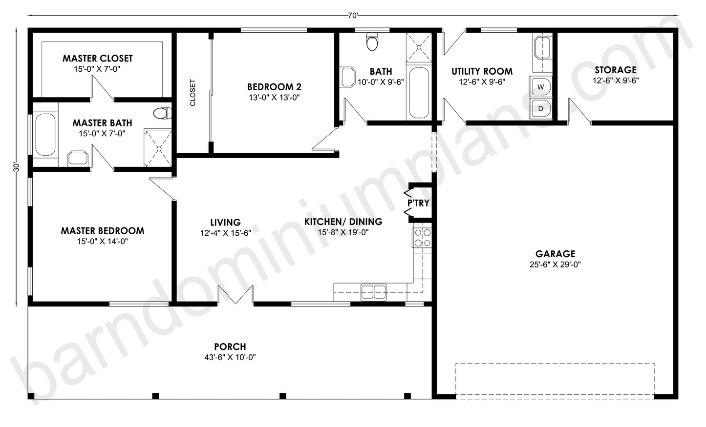 BCO-40120 Barndominium House Plan