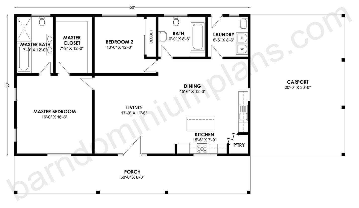 BCO-40125 Barndominium House Plan