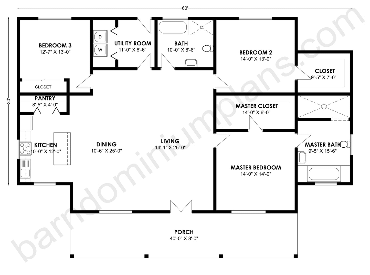 BCO-40128 Barndominium House Plan