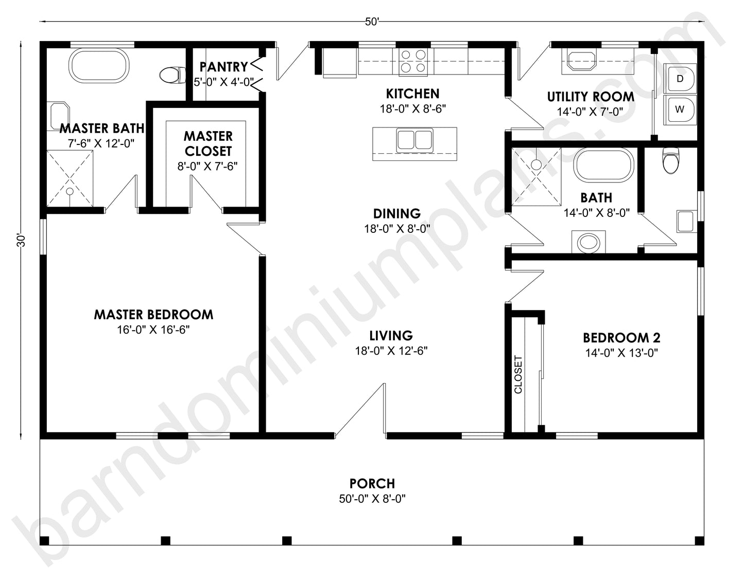 BCO-40142 Barndominium House Plan
