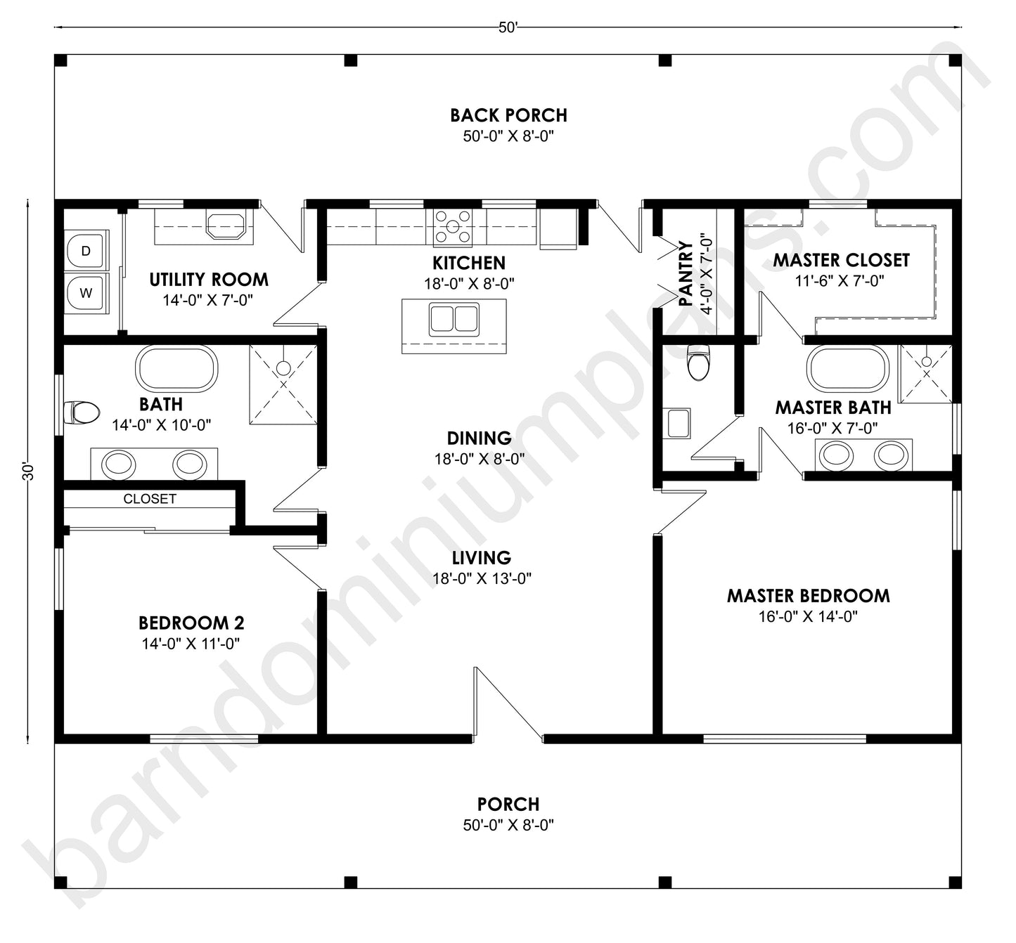 BCO-40145 Barndominium House Plan