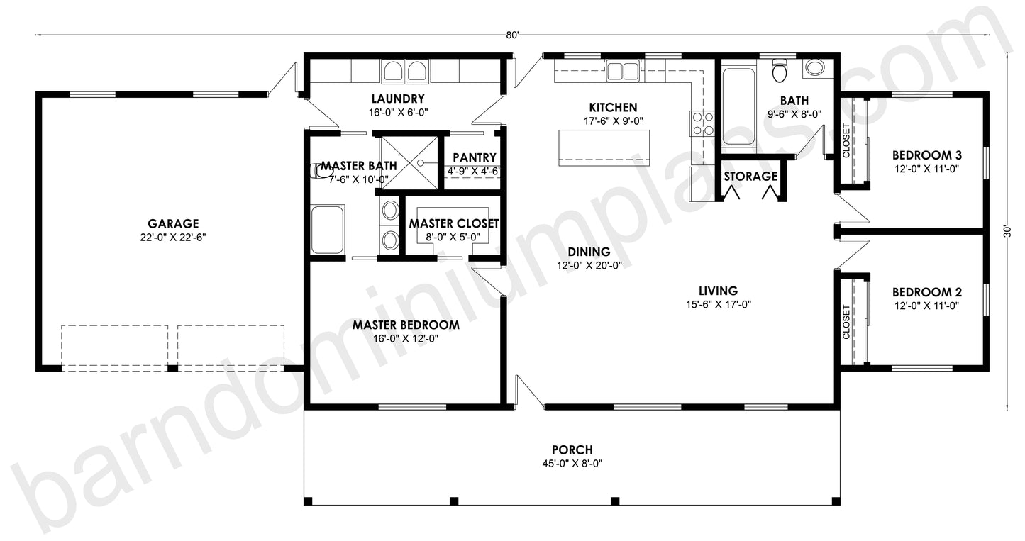 BCO-40151 Barndominium House Plan