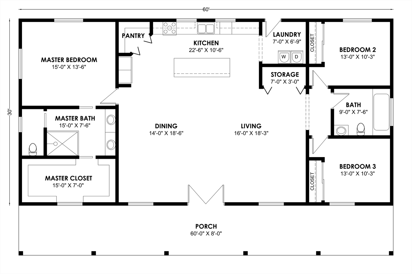 BCO-40153 Bray Barndominium House Plan