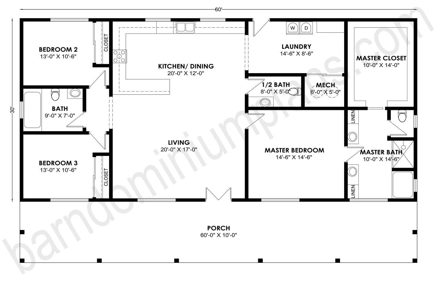 BCO-40154 Barndominium House Plan