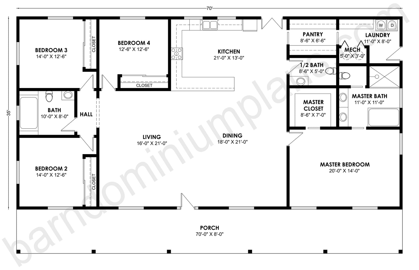 BCO-40158 Barndominium House Plan