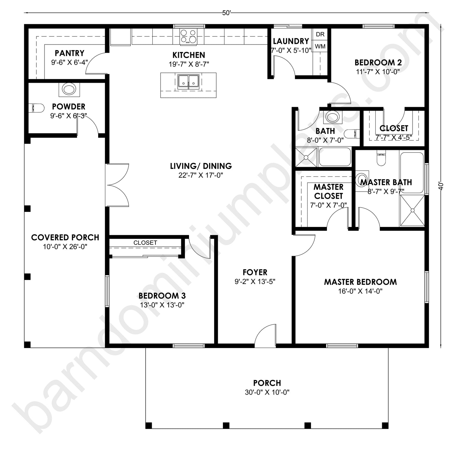 BCO-40163 Barndominium House Plan
