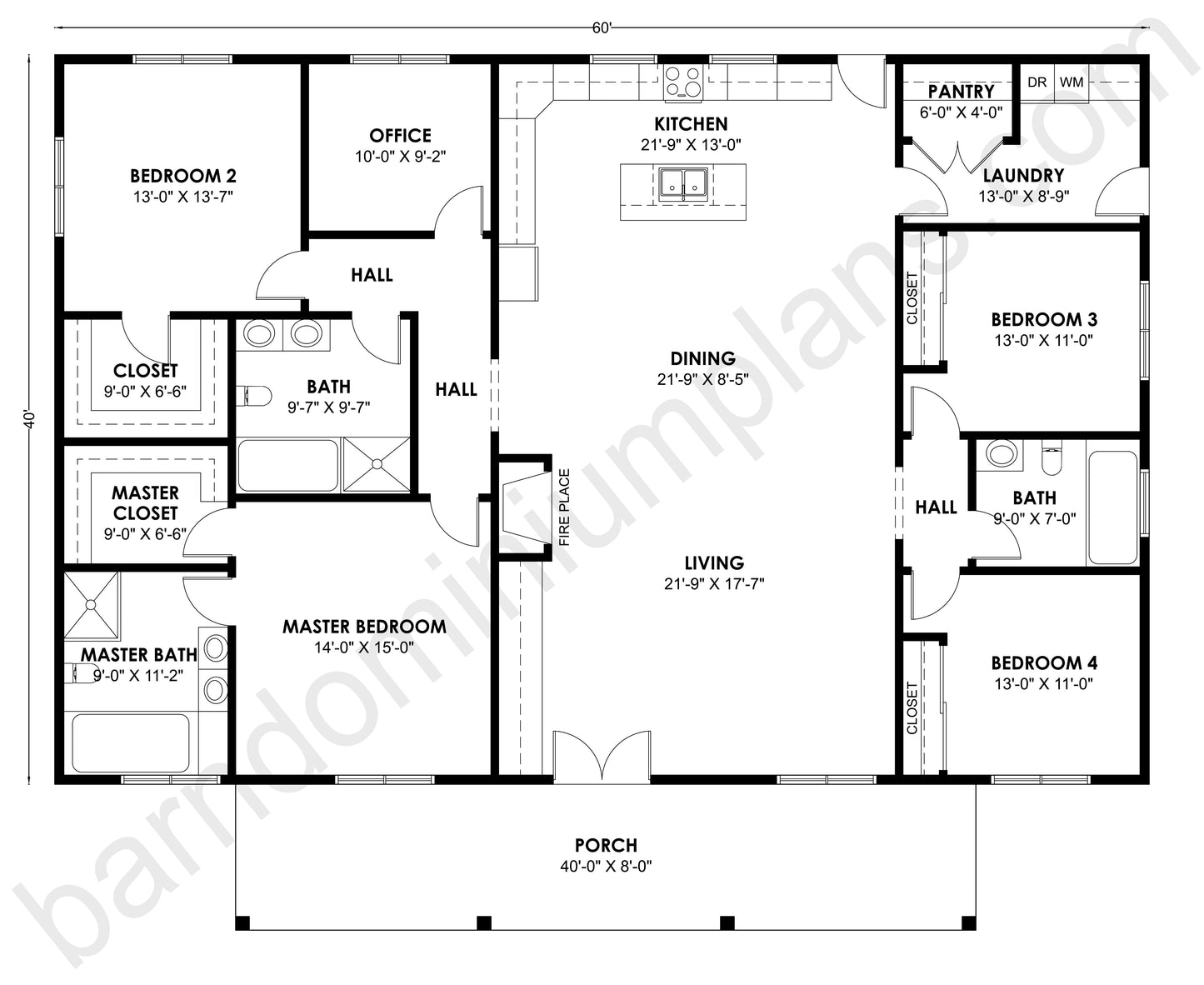 BCO-40164 Barndominium House Plan