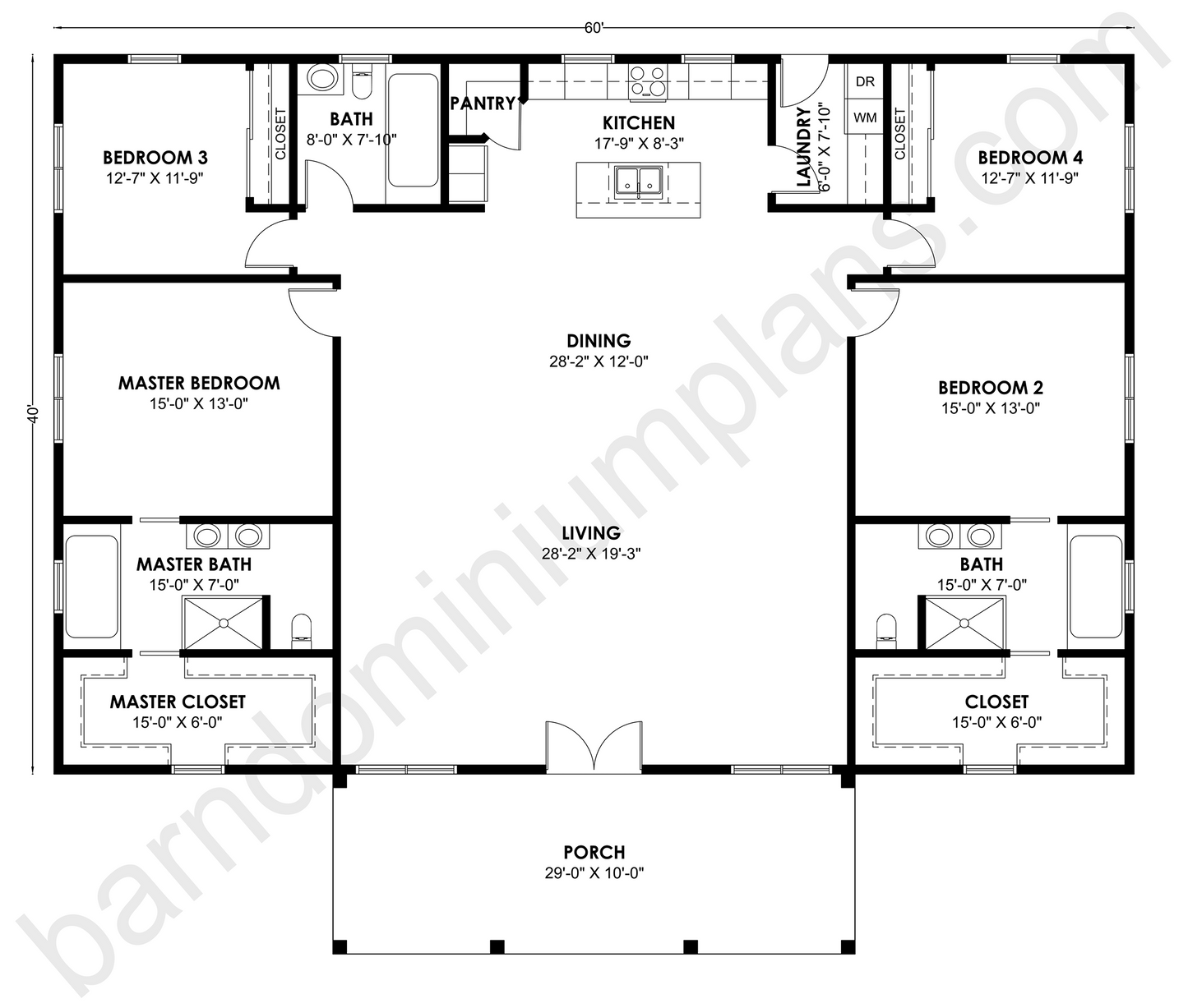 BCO-40167 Barndominium House Plan