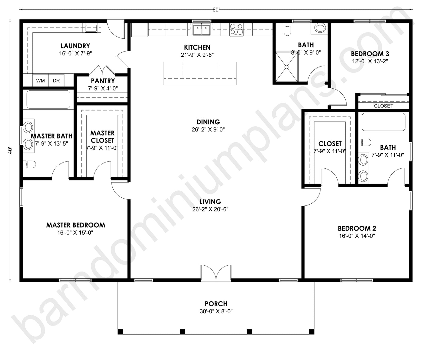 BCO-40192 Barndominium House Plan