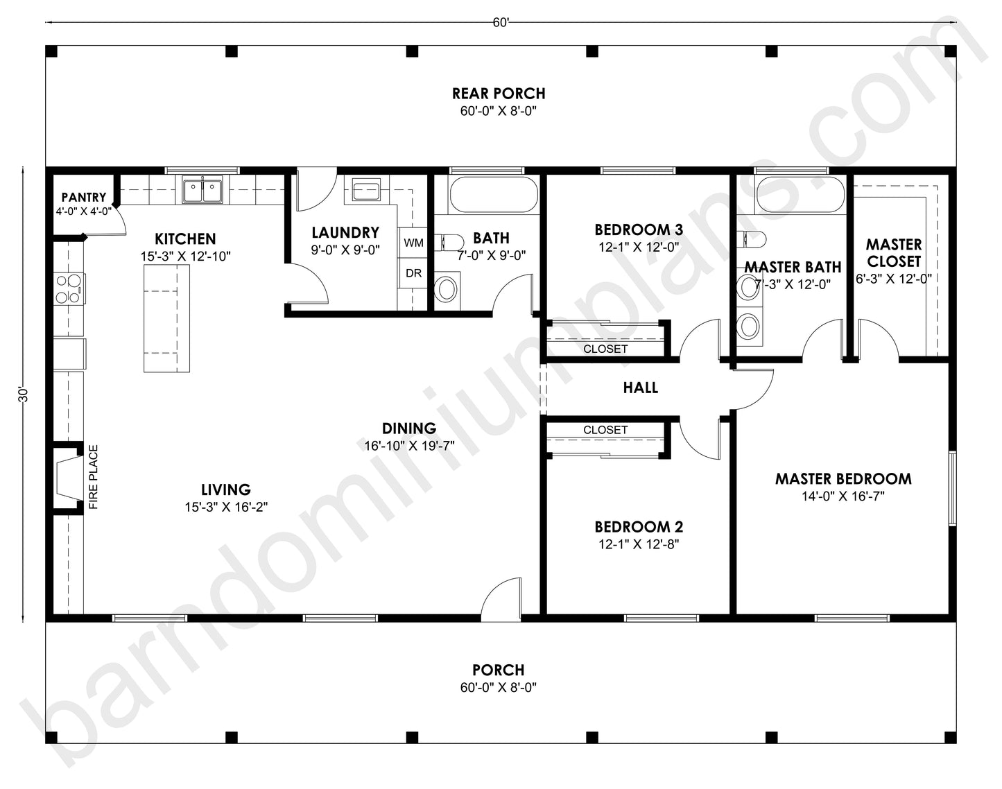 BCO-40194 Barndominium House Plan