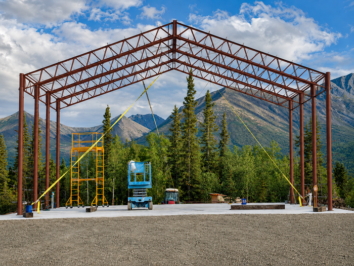 Red Iron Steel Frame - Columns & Trusses
