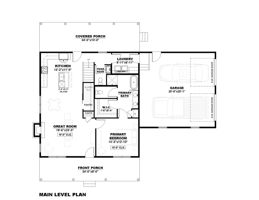 AK-4007-D Dawson main level floor plan