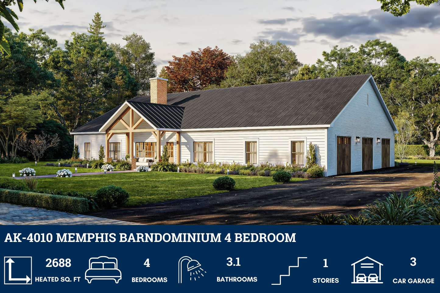 AK-4010 Memphis Barndominium House Plan