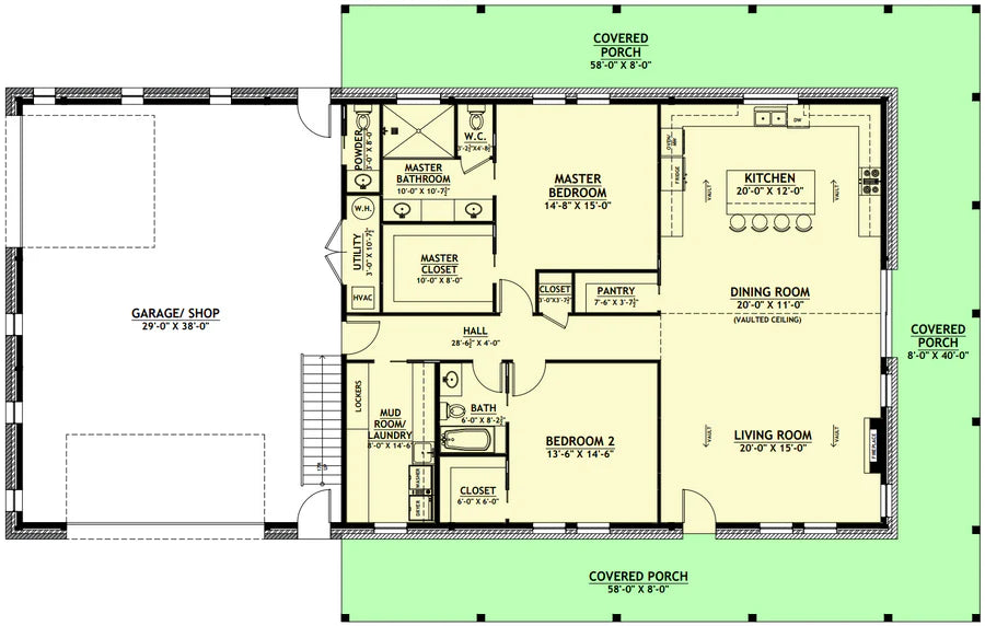 AP-20003-FB Franklin Barndominium House Plan