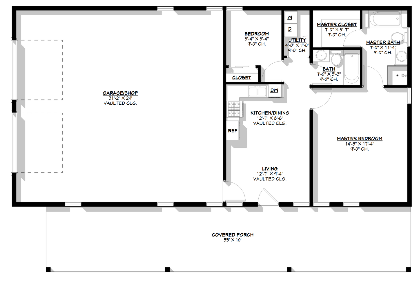 BCO-40006-R Rush Barndominium House Plan