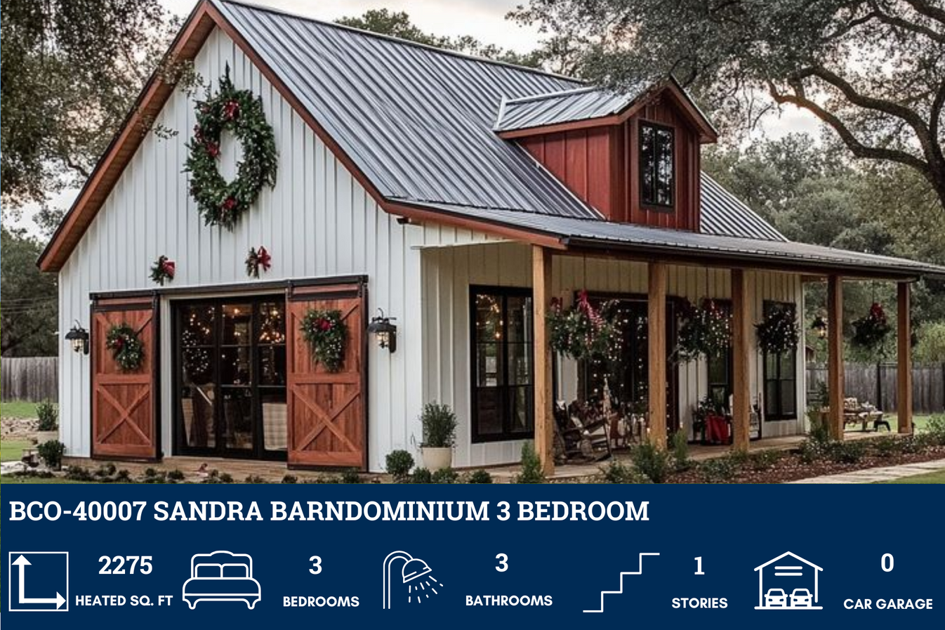 BCO-40007 Sandra Barndominium House Plan – Barndominium Plans