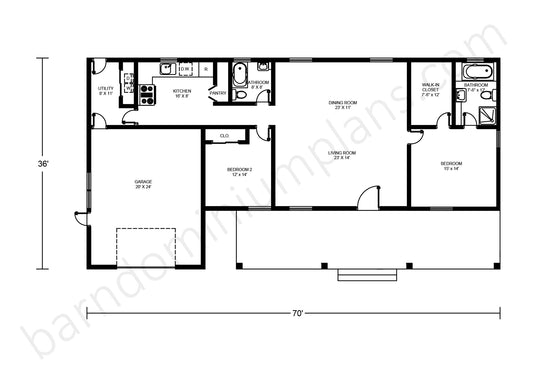 BCO-40059 Barndominium House Plan