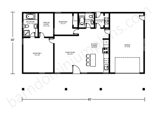 BCO-40061 Barndominium House Plan