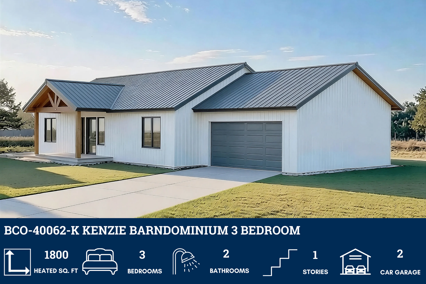 BCO-40062-K Kenzie Barndominium House Plan