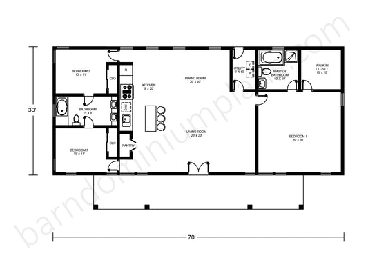BCO-40064 Barndominium House Plan